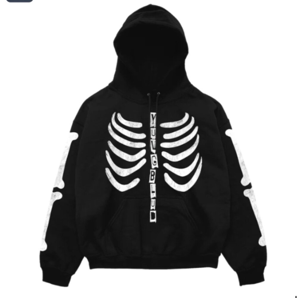 NEW YUNGBLUD BLACK SKELE HOODIE